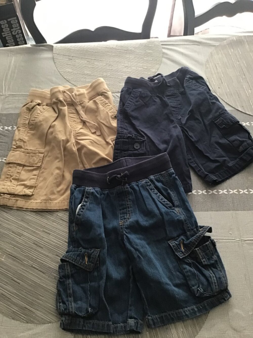 Lot of 3 Gymboree Boy's Size 7 Cargo Shorts--Nice Shape (tan, navy, blue jeans)